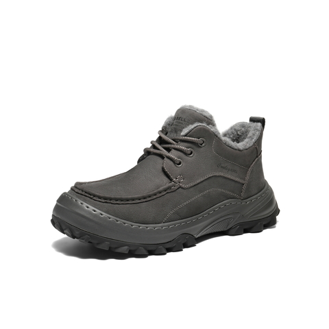 百丽高帮休闲保暖鞋男2026新春季牛皮革厚底潮搭工装短靴A2319AD6