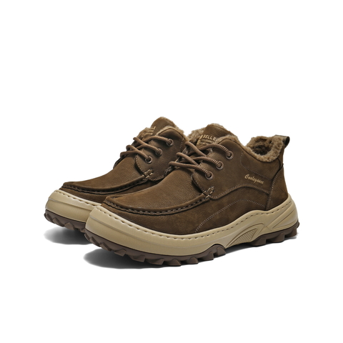 百丽高帮休闲保暖鞋男2026新春季牛皮革厚底潮搭工装短靴A2319AD6