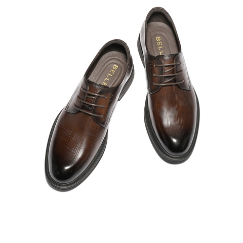 百丽英伦风商务皮鞋男士2026新款春季牛皮革通勤正装皮鞋A2297AM6