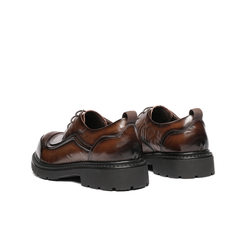 百丽英伦风大头商务鞋男2026新款春季牛皮革厚底休闲皮鞋A2275AM6