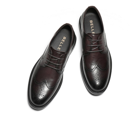 百丽布洛克商务鞋男2026新款春商场款牛皮革通勤正装皮鞋9AF01AM6