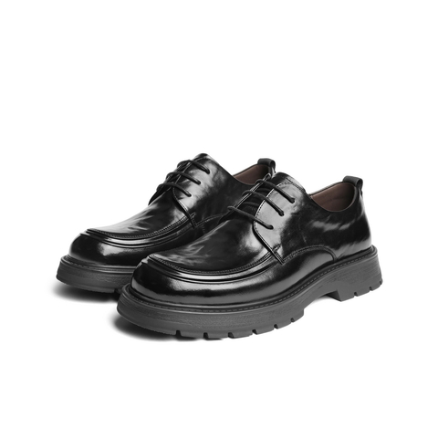 百丽办公通勤商务鞋男士春款牛皮革舒适厚底休闲皮鞋加绒A2118AM6