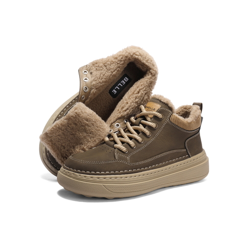 百丽休闲保暖高帮鞋男2026新春季商场款厚底增高工装板鞋8ZY11AD6