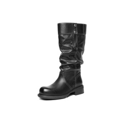 百丽时尚明线西部靴女2026冬新商场同款厚底增高潮酷高靴M8005DG6
