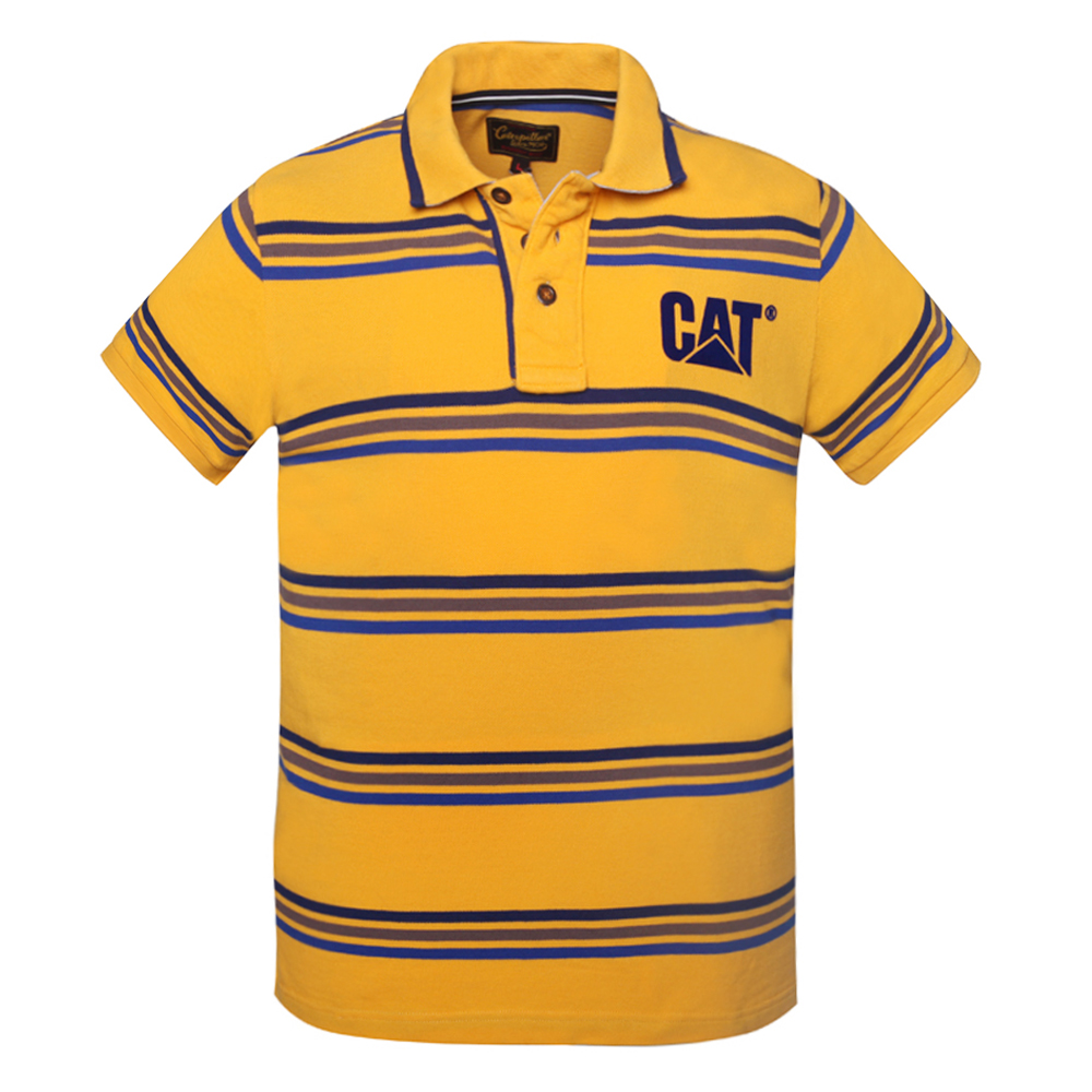 cat/卡特男装黄色纯棉短袖翻领t恤cc1mpssp188a41