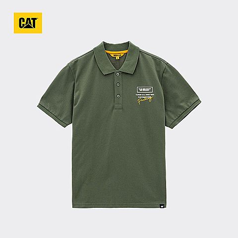 CAT/卡特春夏款男装军绿色短袖翻领T恤CI1PON1806GC95