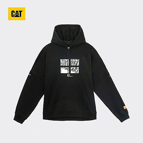 CAT/卡特春夏新款男黑色连帽卫衣套衫CJ1SWP15281