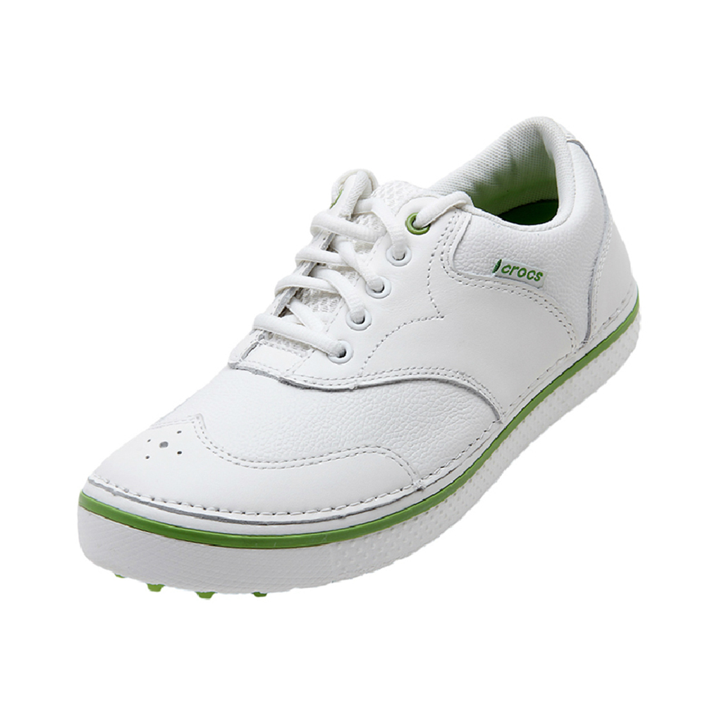 crocs卡骆驰 秋季男士 普瑞斯高尔夫休闲鞋 18976 白色与鹦鹉绿