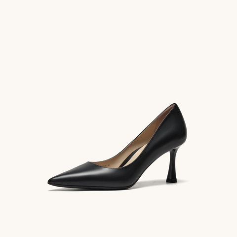 HGK小蹦床尖头浅口真皮舒适通勤不累脚高跟鞋女鞋WAK01AQ5