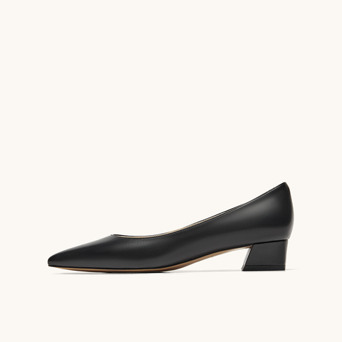 HGK25春季简约舒适尖头粗根百搭通勤浅口单鞋女WAI01AQ5