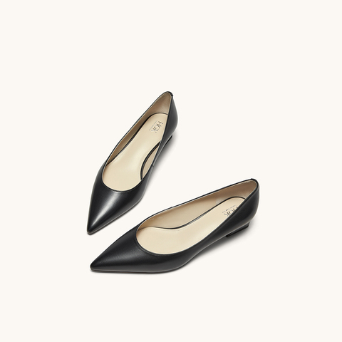 HGK25春季简约舒适尖头粗根百搭通勤浅口单鞋女WAI01AQ5