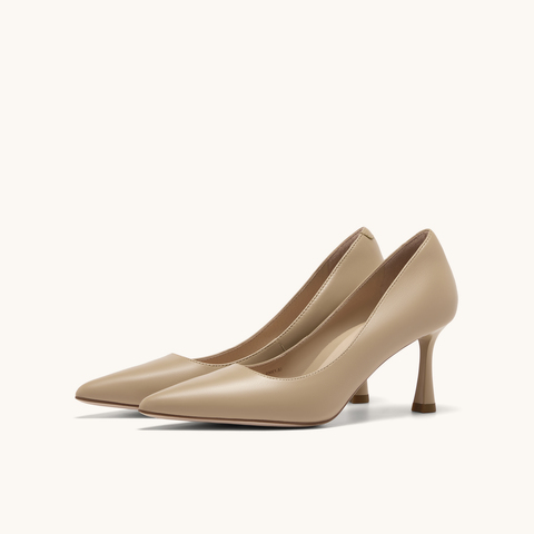 HGK小蹦床尖头浅口真皮舒适通勤不累脚高跟鞋女鞋WAK01AQ5