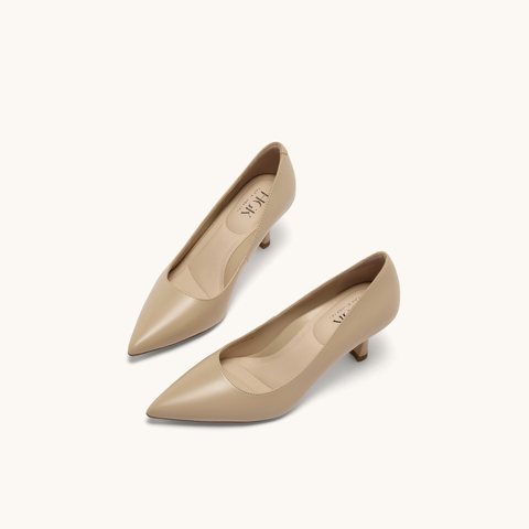 HGK小蹦床尖头浅口真皮舒适通勤不累脚高跟鞋女鞋WAK01AQ5