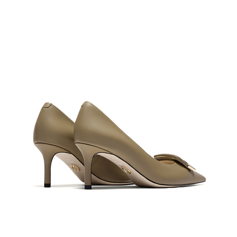 HGK一字小金条时尚通勤尖头细跟浅口中高跟女单鞋WTH01AQ5