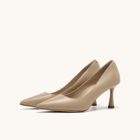 HGK小蹦床尖头浅口真皮舒适通勤不累脚高跟鞋女鞋WAK01AQ5