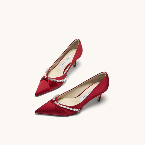 HGK永结同心气质淑女珍珠浪漫浅口舒适高跟女单鞋婚鞋WTH02CQ5