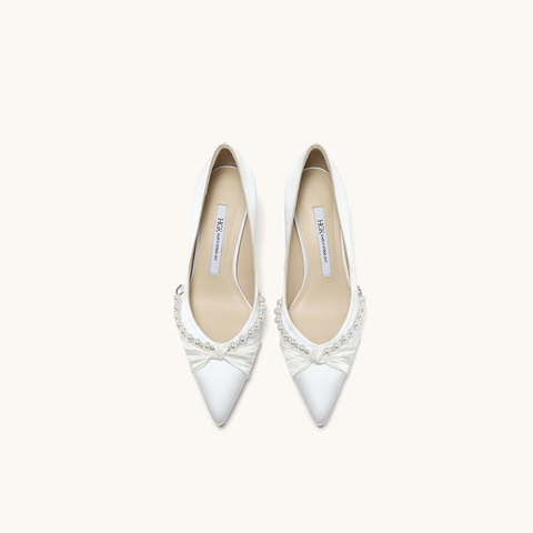 HGK永结同心气质淑女珍珠浪漫浅口舒适高跟女单鞋婚鞋WTH02CQ5