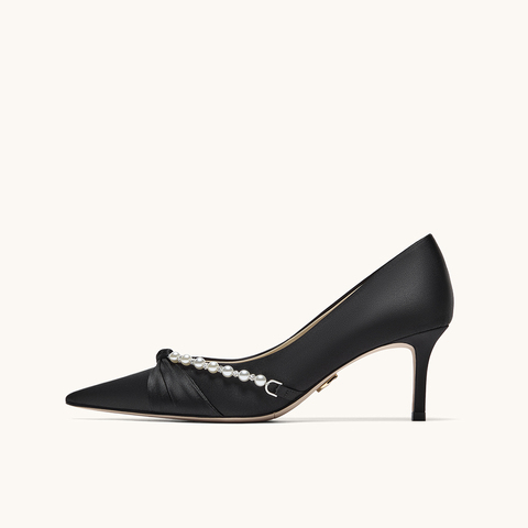 HGK永结同心气质淑女珍珠浪漫浅口舒适高跟女单鞋婚鞋WTH02CQ5