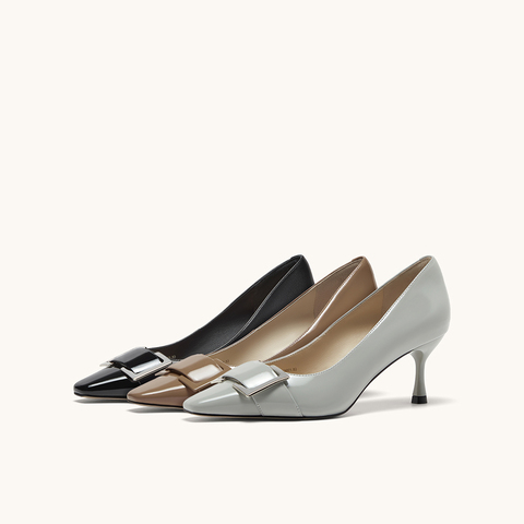 HGK25年秋季摩登交响方头浅口高跟时尚漆皮单鞋WTK01CQ5