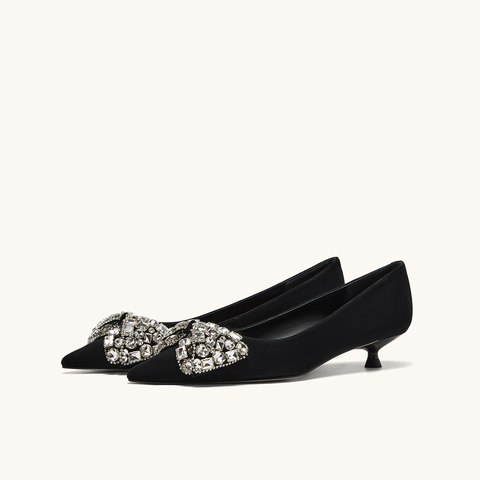 HGK云上蝶25年重工水钻蝴蝶结通勤约会小猫跟优雅女单鞋WAI03CQ5