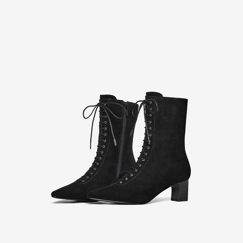 HGK25冬季城市牧歌时尚羊绒皮革女靴WPC31DZ5