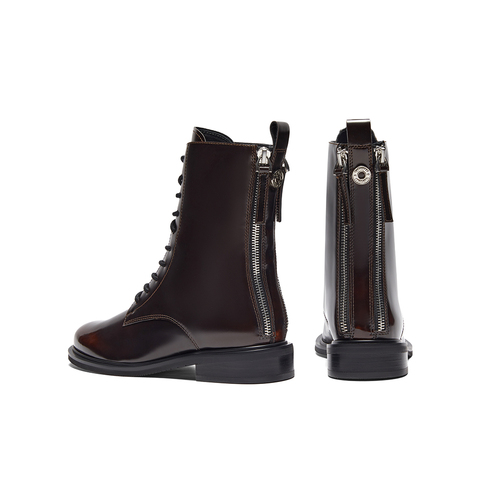 HGK25年冬牛皮酷飒时尚厚底粗跟马丁女靴SGJ43DZ5