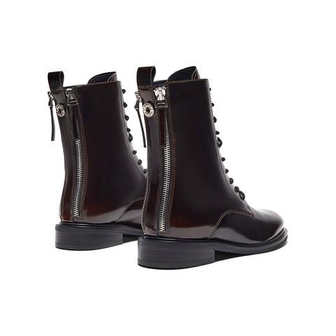 HGK25年冬牛皮酷飒时尚厚底粗跟马丁女靴SGJ43DZ5