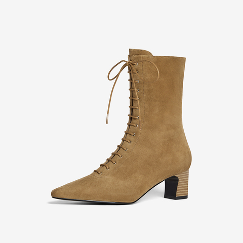 HGK25冬季城市牧歌时尚羊绒皮革女靴WPC31DZ5