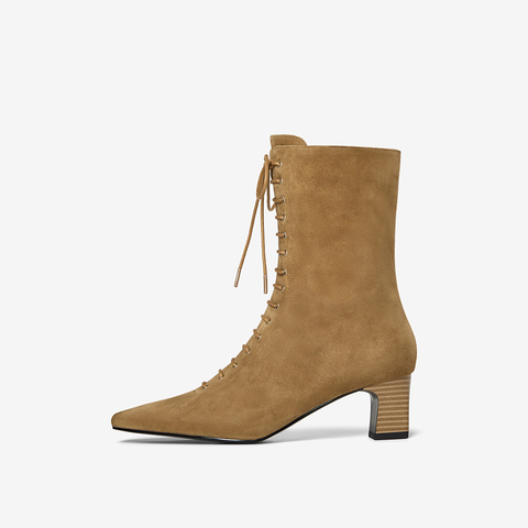 HGK25冬季城市牧歌时尚羊绒皮革女靴WPC31DZ5