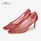 73hours女鞋Silver Rain夏季新品水钻法式秀禾红色新娘婚鞋高跟鞋