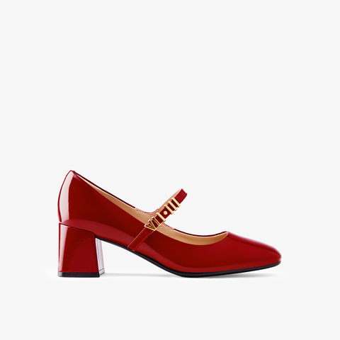 73hours女鞋2024春季新品心动Offer圆头方跟纯色玛丽珍鞋