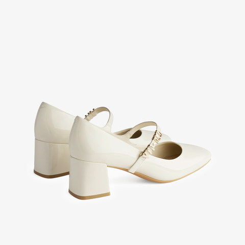 73hours女鞋2024春季新品心动Offer圆头方跟纯色玛丽珍鞋