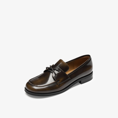 73hours女鞋追落日2024秋季新品纯色圆头平底乐福鞋