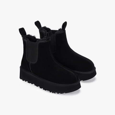 73hours女鞋温暖壁炉2024冬季新品纯色圆头平底雪地靴