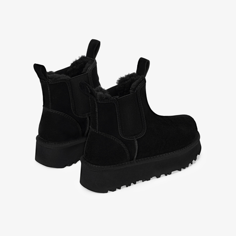 73hours女鞋温暖壁炉2024冬季新品纯色圆头平底雪地靴