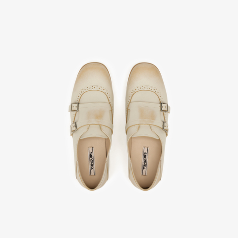 73hours女鞋伯爵可可2025春季新品平底圆头纯色孟克鞋