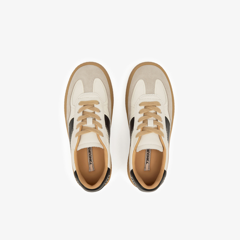 73hours女鞋出游日2025春季系带拼色平底圆头德训鞋