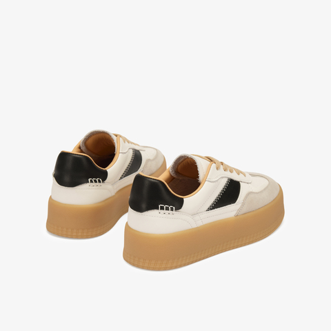 73hours女鞋出游日2025春季系带拼色平底圆头德训鞋