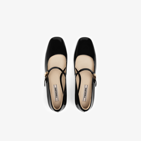 73hours女鞋Jane2025春季新品方跟纯色圆头玛丽珍鞋