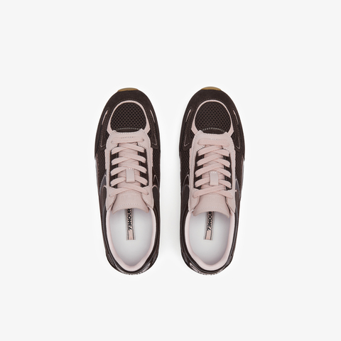 73hours女鞋夹心曲奇2025春季新品拼色系带平底休闲鞋