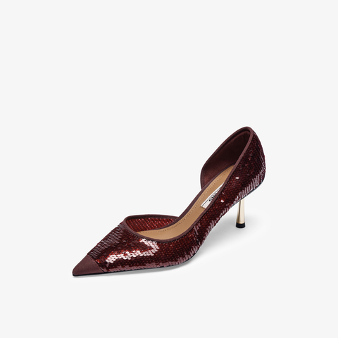 73hours女鞋日落玫瑰2025春季新品尖头细跟纯色高跟单鞋