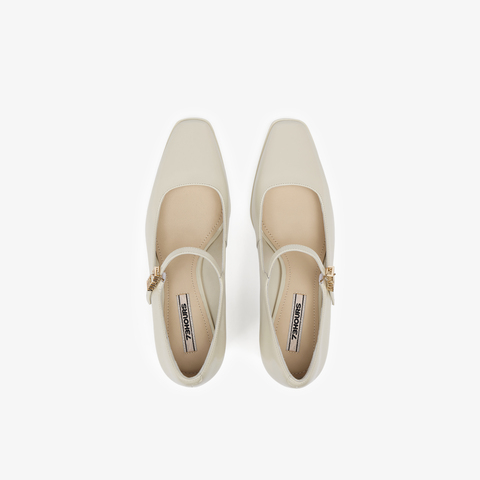 73hours女鞋Marie2025春季新品方头纯色方跟玛丽珍鞋