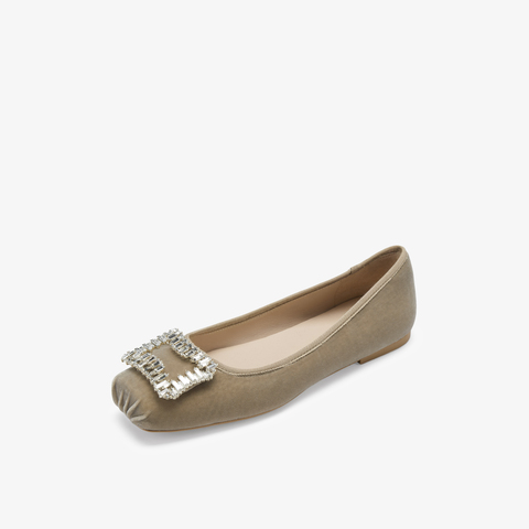 73hours女鞋挚爱流光2025春季新品饰扣平底纯色浅口单鞋