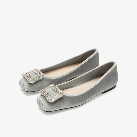 73hours女鞋挚爱流光2025春季新品饰扣平底纯色浅口单鞋