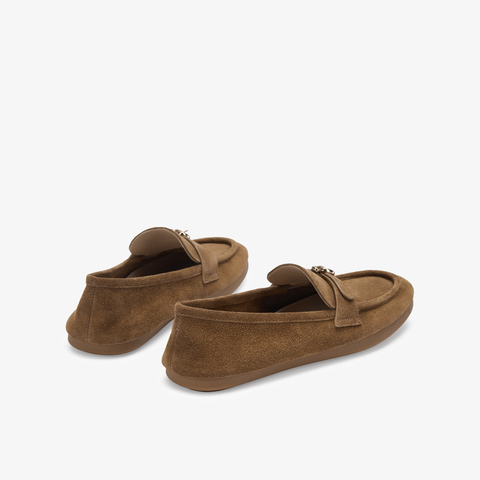 73hours女鞋舒适区2025春季新品平底纯色圆头乐福鞋