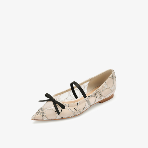 73hours女鞋柔和时光2025春季新品平底尖头刺绣浅口单鞋