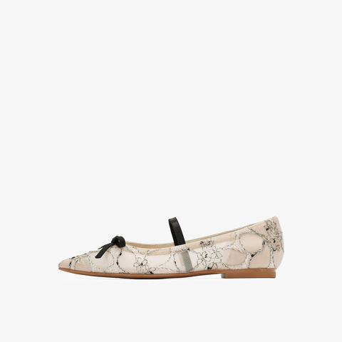 73hours女鞋柔和时光2025春季新品平底尖头刺绣浅口单鞋