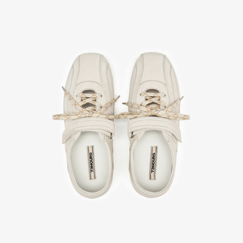 73hours女鞋奇妙治愈2025秋季新品系带圆头平底德训鞋