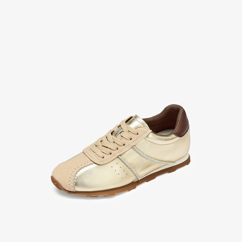 73hours女鞋自由时刻2025秋季新品平底系带拼色德训鞋