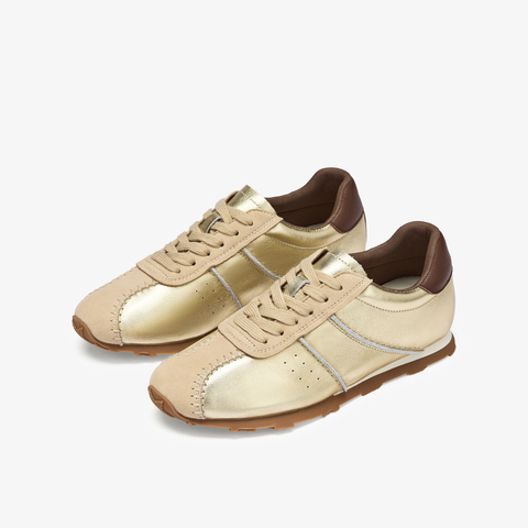 73hours女鞋自由时刻2025秋季新品平底系带拼色德训鞋